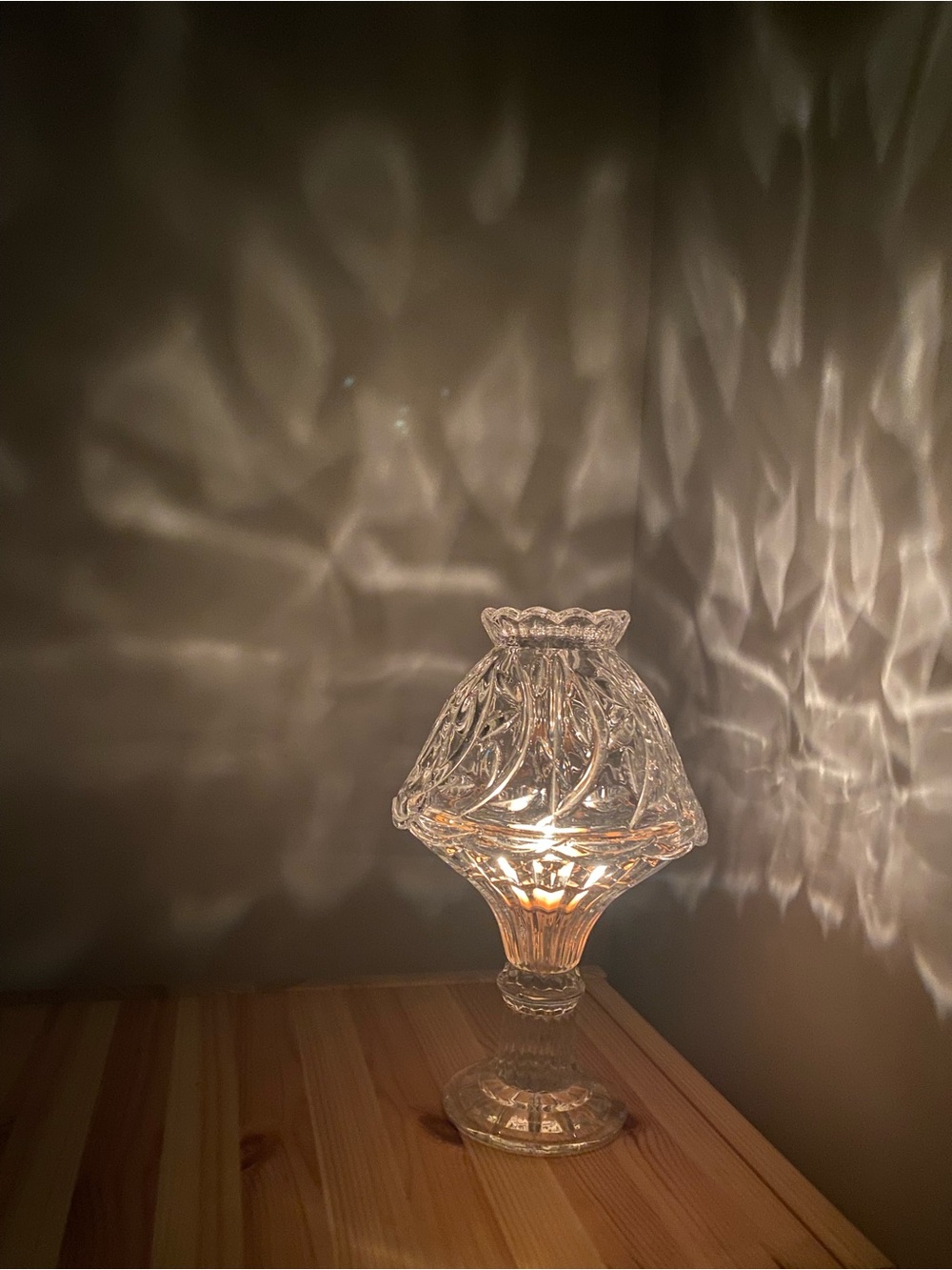 Vintage Fifth Avenue Crystal Germany Fairy Lamp- Glass Candle Holder Tea Light